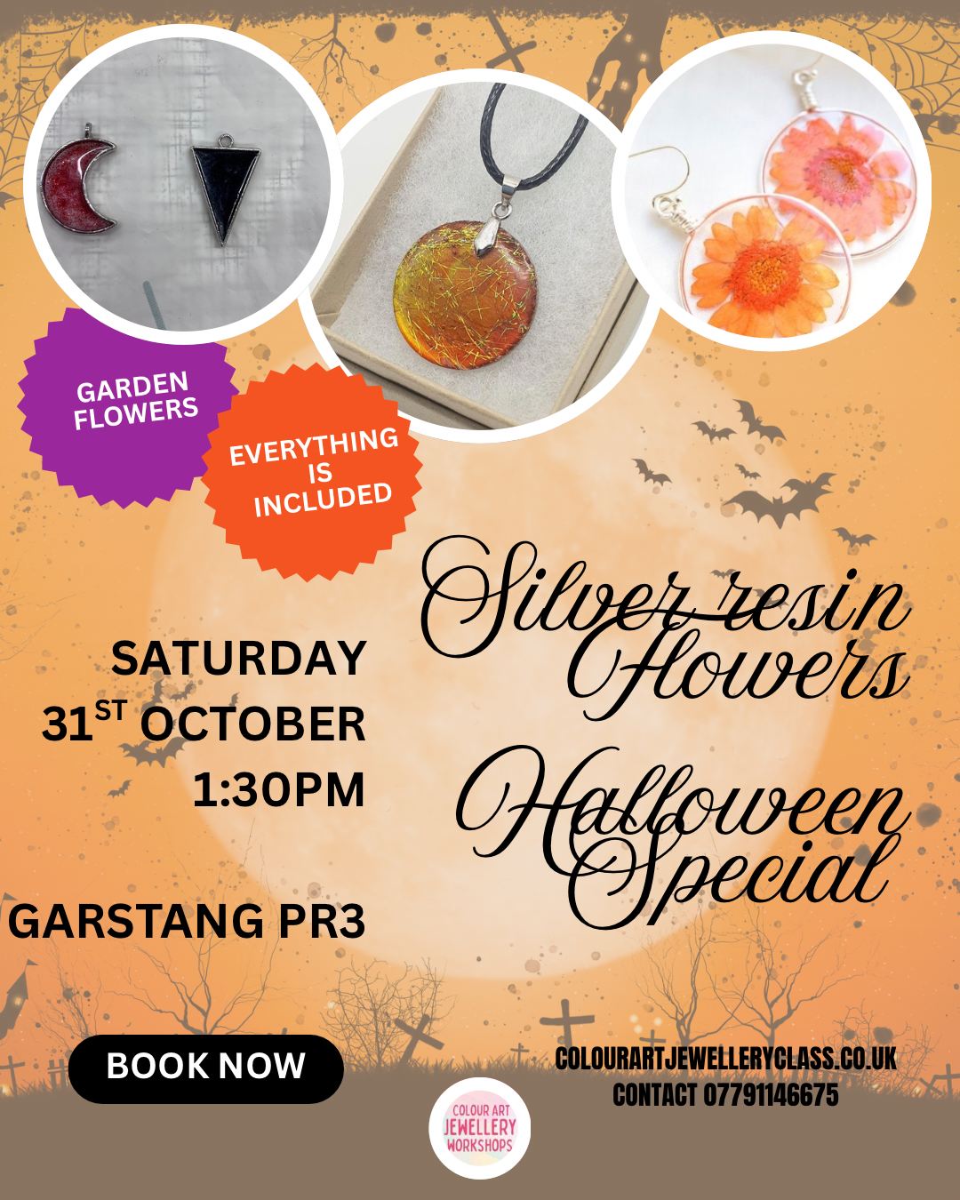 Halloween Silver & Resin Flower Workshop — Saturday 31st October